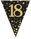 Happy 18th Birthday Black and Gold Sparkling Fizz Bunting