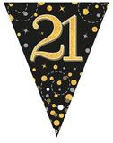 Happy 21st Birthday Black and Gold Sparkling Fizz Bunting