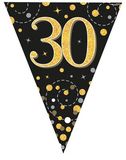 Happy 30th Birthday Black and Gold Sparkling Fizz Bunting