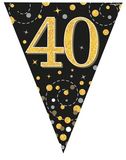 Happy 40th Birthday Black and Gold Sparkling Fizz Bunting