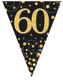 Happy 60th Birthday Black and Gold Sparkling Fizz Bunting
