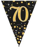 Happy 70th Birthday Black and Gold Sparkling Fizz Bunting
