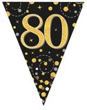 Happy 80th Birthday Black and Gold Sparkling Fizz Bunting