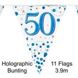 Happy 50th Birthday Blue Sparkling Fizz Bunting