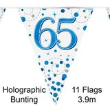 Happy 65th Birthday Blue Sparkling Fizz Bunting