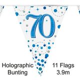 Happy 70th Birthday Blue Sparkling Fizz Bunting