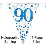 Happy 90th Birthday Blue Sparkling Fizz Bunting