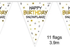 Happy Banner Snowflake Bunting