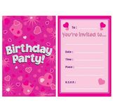 Happy Birthday Pink Invitations 8pkt