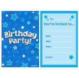 Happy Birthday Blue Invitations 8pkt