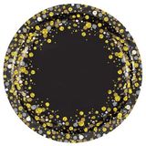 Sparkling Fizz Black and Gold Plates 8pkt