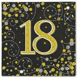 18 Sparkling Fizz Black and Gold Napkins 16pkt