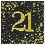 21 Sparkling Fizz Black and Gold Napkins 16pkt