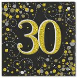 30 Sparkling Fizz Black and Gold Napkins 16pkt