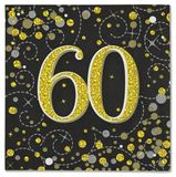 60 Sparkling Fizz Black and Gold Napkins 16pkt