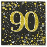 90 Sparkling Fizz Black and Gold Napkins 16pkt