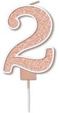 Sparkling Fizz Rose Gold Number 2 Candle