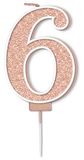 Sparkling Fizz Rose Gold Number 6 Candle
