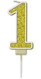 Sparkling Fizz Gold Number 1 Candle