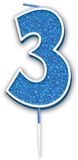 Sparkling Fizz Blue Number 3 Candles