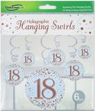 18 Sparkling Fizz Rose Gold Hanging Swirl Decorations