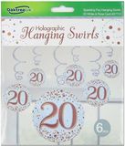 20 Sparkling Fizz Rose Gold Hanging Swirl Decorations