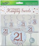 21 Sparkling Fizz Rose Gold Hanging Swirl Decorations