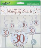 30 Sparkling Fizz Rose Gold Hanging Swirl Decorations