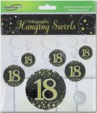 18 Sparkling Fizz Black and Gold Hanging Swirl Decorations