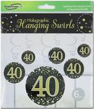 40 Sparkling Fizz Black and Gold Hanging Swirl Decorations