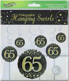 65 Sparkling Fizz Black and Gold Hanging Swirl Decorations