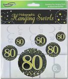 80 Sparkling Fizz Black and Gold Hanging Swirl Decorations