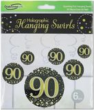 90 Sparkling Fizz Black and Gold Hanging Swirl Decorations