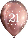 Age 21 Latex Balloon Rose Gold Sparkle - 6 Pack
