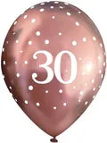 Age 30 Latex Balloon Rose Gold Sparkle - 6 Pack