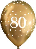 Age 80 Latex Balloon Gold - 6 Pack