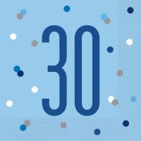 30 Glitz Blue Napkins 16pkt