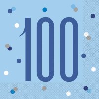 100 Glitz Blue Napkins 16pkt