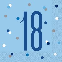 18 Glitz Blue Napkins 16pkt