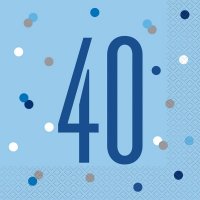 40 Glitz Blue Napkins 16pkt
