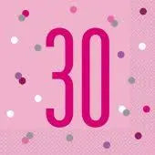 30 Glitz Pink Napkins 16pkt