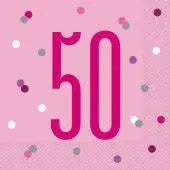 50 Glitz Pink Napkins 16pkt