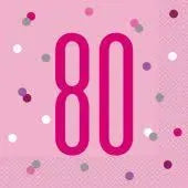 80 Glitz Pink Napkins 16pkt