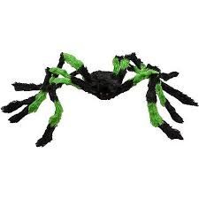 Bendable Green and Black Fluffy Spider Prop