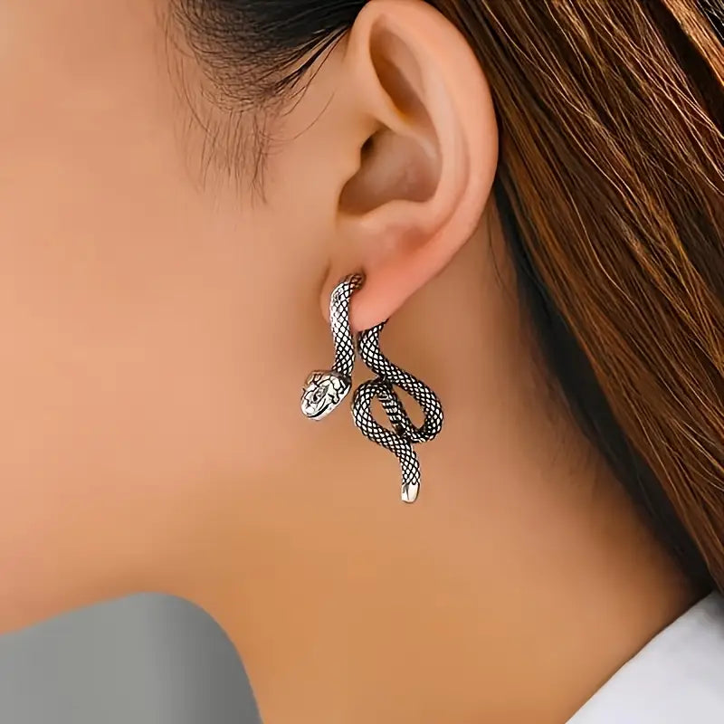 New Snake Earrings Silver Large