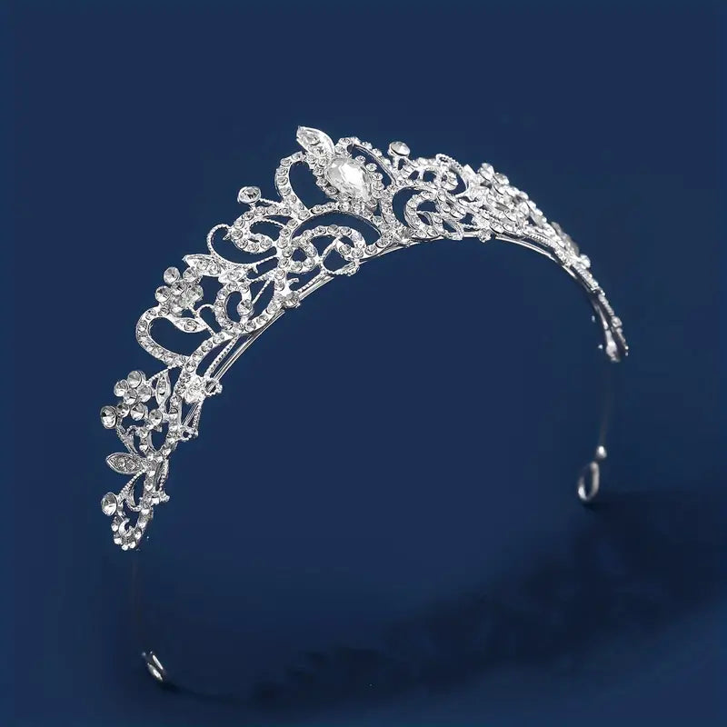 Metal Tiara Deluxe Silver Crystal