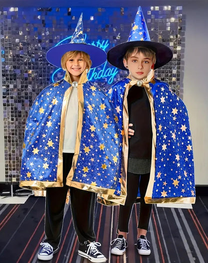 New Witch/ Wizard Cape and Hat Black