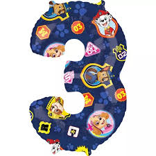 Giant Foil Paw Patrol Number Balloon - 3