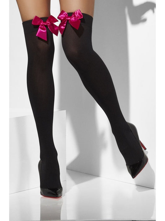 Black Hold up Stockings with Bows