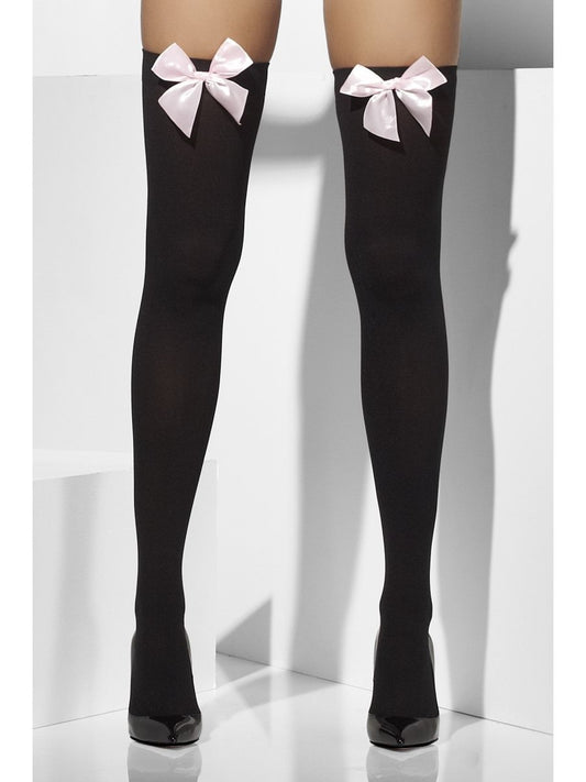 Black Hold up Stockings with Bows